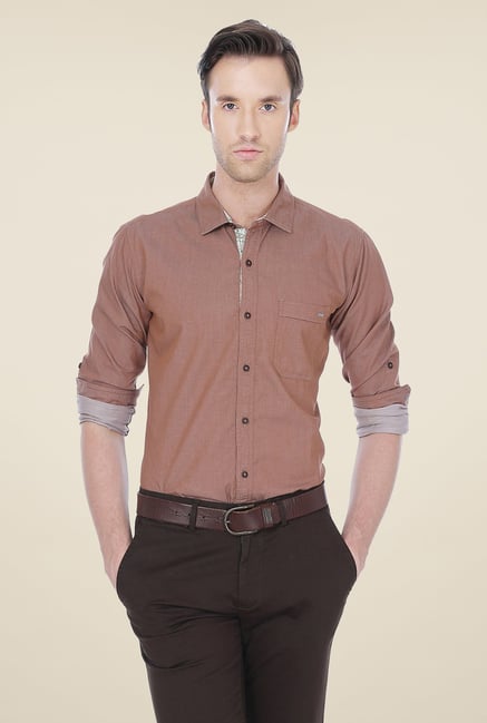 Basics Brown Solid Shirt Basics Brown Solid Shirt