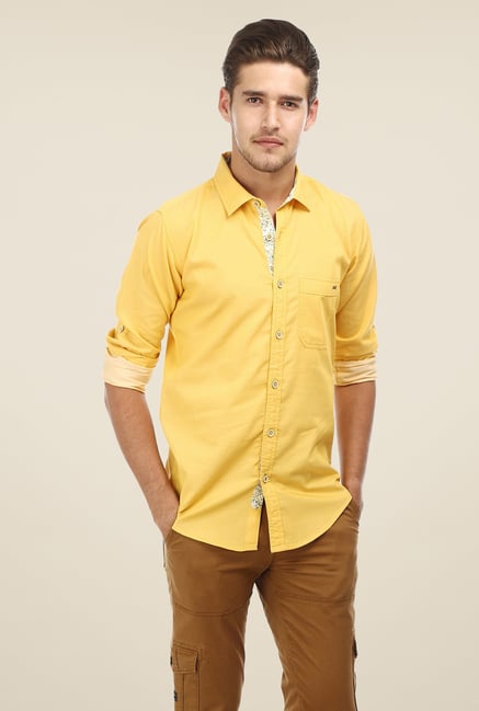 Basics Yellow Solid Shirt Basics Yellow Solid Shirt