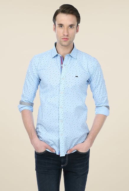Basics Light Blue Printed Shirt Basics Light Blue Printed Shirt