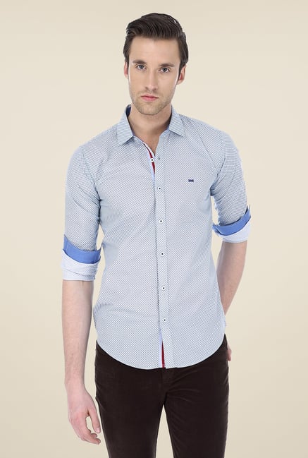 Basics Light Blue Printed Shirt Basics Light Blue Printed Shirt
