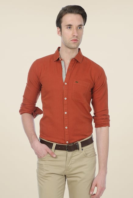 Basics Orange Solid Shirt Basics Orange Solid Shirt