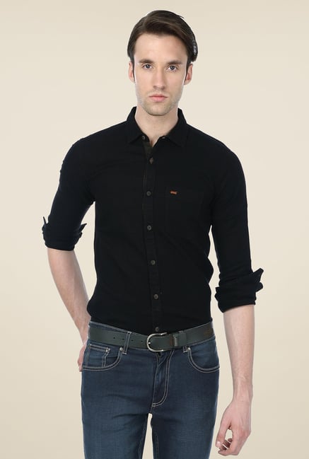 Basics Black Solid Shirt Basics Black Solid Shirt