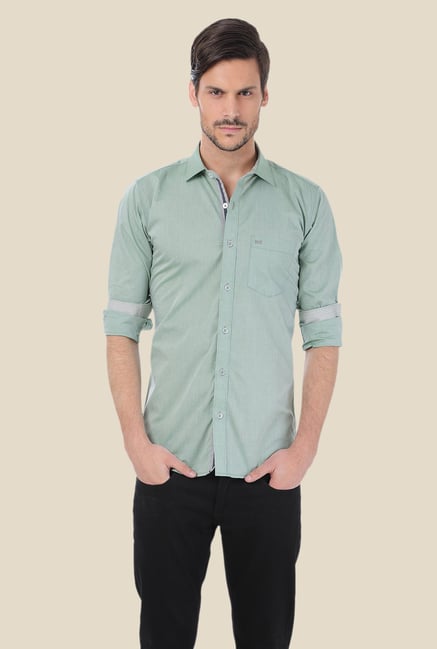 Basics Green Solid Shirt Basics Green Solid Shirt
