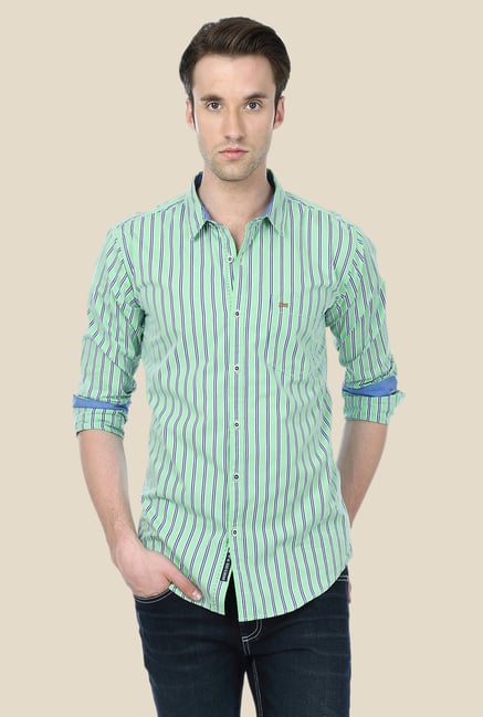 Basics Green Striped Shirt Basics Green Striped Shirt