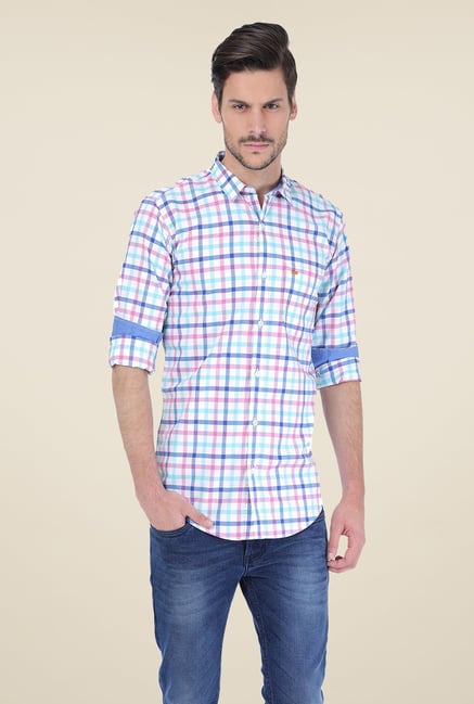 Basics Blue & Pink Checks Shirt Basics Blue & Pink Checks Shirt