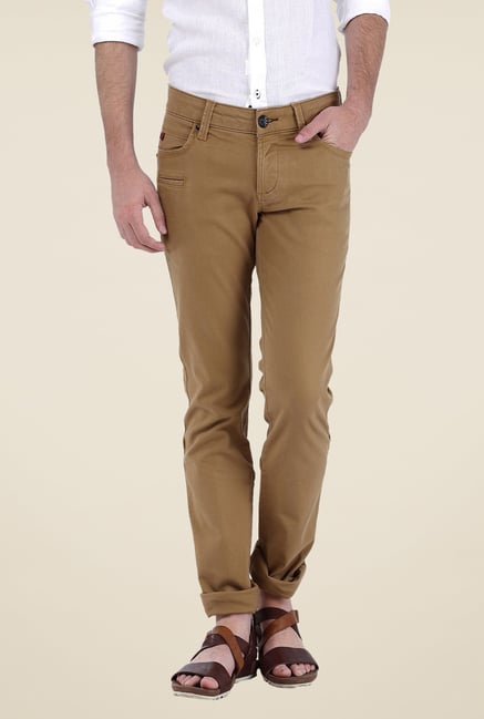 Basics Khaki Solid Trousers Basics Khaki Solid Trousers