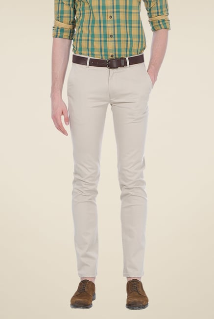 Basics Beige Solid Trousers Basics Beige Solid Trousers