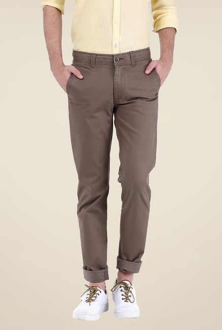 Basics Brown Solid Trousers Basics Brown Solid Trousers