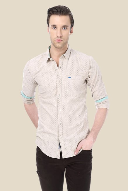 Basics Beige Printed Shirt Basics Beige Printed Shirt