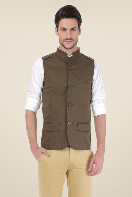 Basics Olive Solid Jacket Basics Olive Solid Jacket