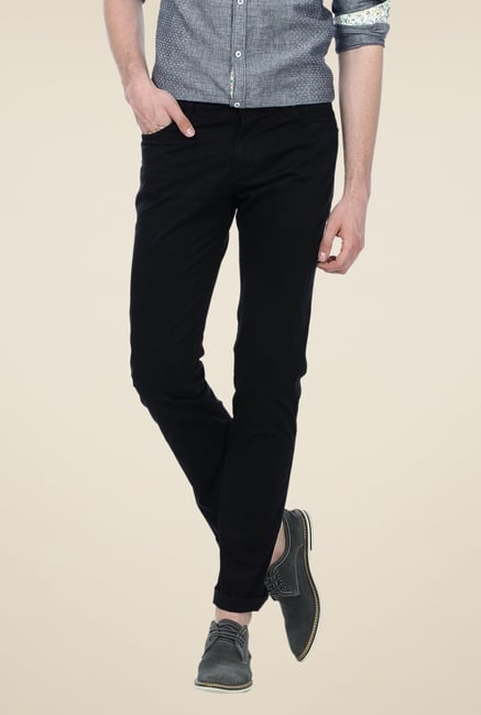 Basics Black Solid Low-rise Trousers Basics Black Solid Low-rise Trousers