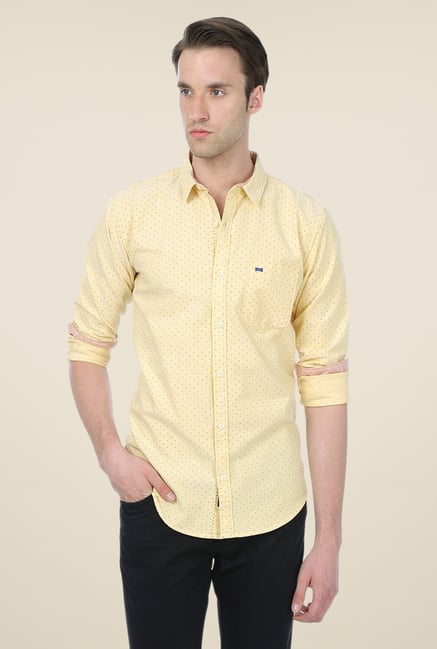 Basics Yellow Printed Shirt Basics Yellow Printed Shirt