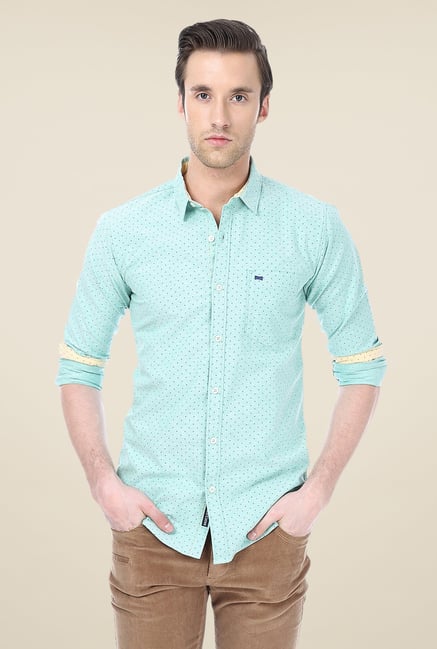 Basics Turquoise Printed Shirt Basics Turquoise Printed Shirt