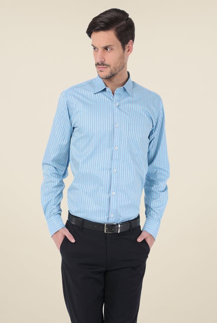 Basics Turquoise Striped Shirt Basics Turquoise Striped Shirt