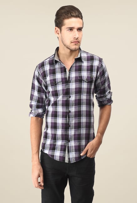 Basics Purple Checks Shirt Basics Purple Checks Shirt