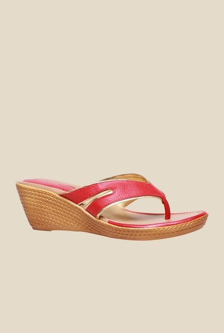 Bata Metallic Red & Golden Thong Sandals Bata Metallic Red & Golden Thong Sandals
