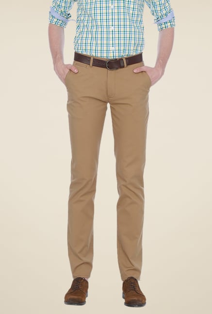 Basics Brown Solid Trousers Basics Brown Solid Trousers