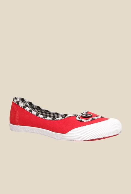 Bata Timmy Red & White Flat Ballets Bata Timmy Red & White Flat Ballets