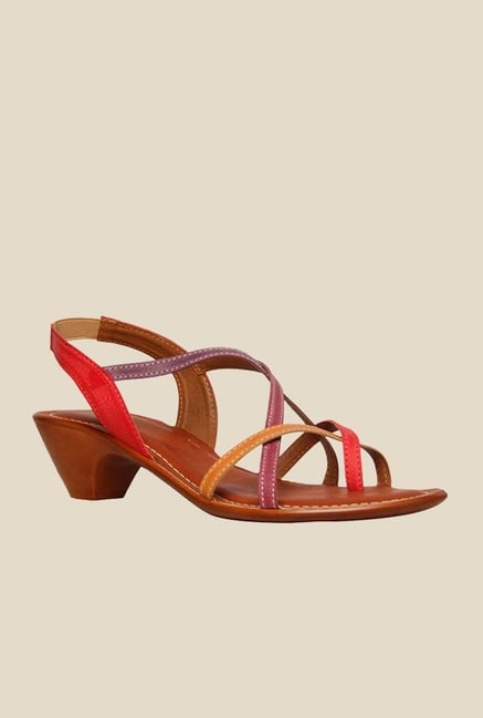 Bata Aroma Brown & Red Sling Back Sandals Bata Aroma Brown & Red Sling Back Sandals
