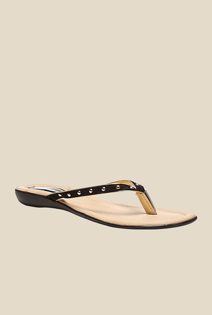 Bata Riviera Black & Golden Thong Sandals Bata Riviera Black & Golden Thong Sandals
