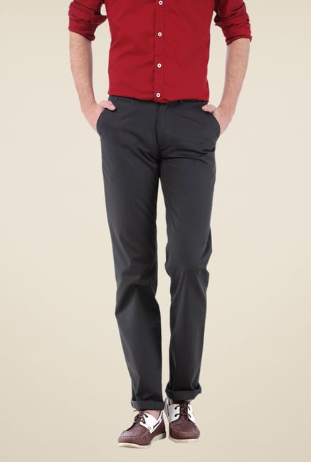 Basics Grey Solid Trousers Basics Grey Solid Trousers
