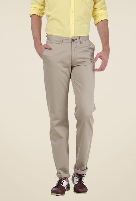 Basics Beige Solid Trousers Basics Beige Solid Trousers
