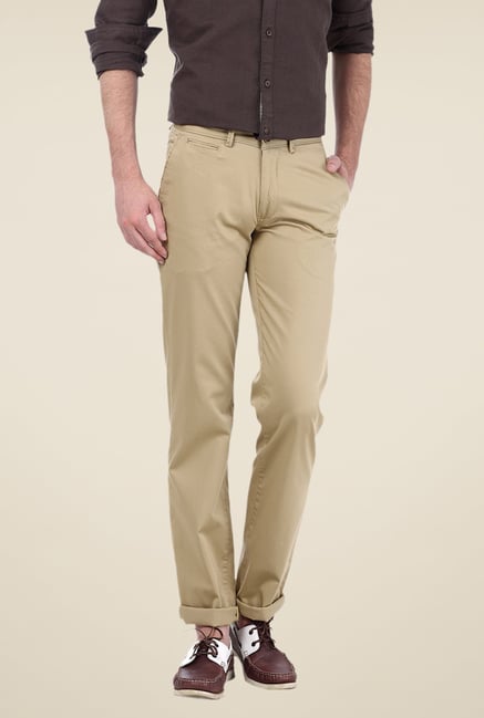 Basics Beige Solid Trousers Basics Beige Solid Trousers