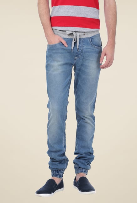 Basics Blue Lightly Washed Joggers Basics Blue Lightly Washed Joggers