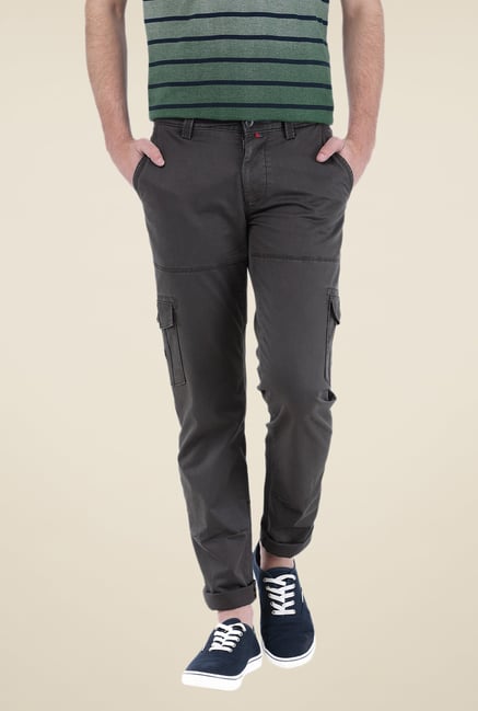 Basics Grey Solid Cargos Basics Grey Solid Cargos