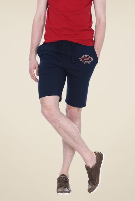 Basics Navy Solid Shorts Basics Navy Solid Shorts