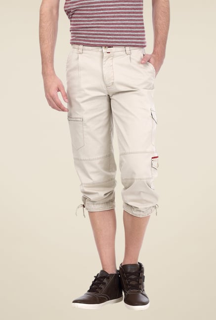 Basics Ecru Solid Shorts Basics Ecru Solid Shorts