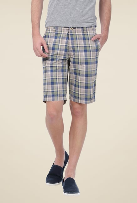 Basics Beige Checks Shorts Basics Beige Checks Shorts