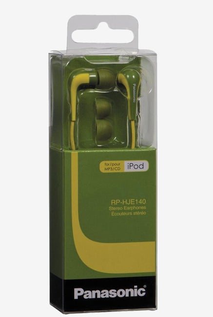 Panasonic RPHJE140G L Shape Inner Ear Earbud (Green) Panasonic RPHJE140G L Shape Inner Ear Earbud (Green)