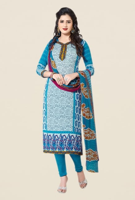 Salwar Studio Blue Floral Print Dress Material Salwar Studio Blue Floral Print Dress Material