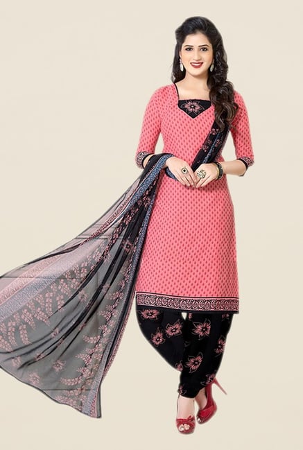 Salwar Studio Peach & Black Printed Dress Material Salwar Studio Peach & Black Printed Dress Material