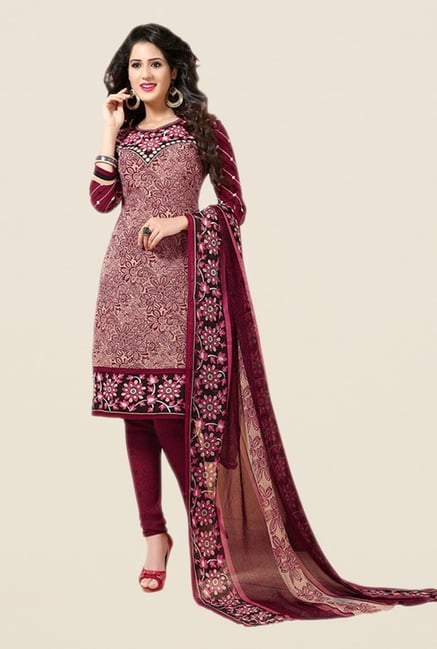 Salwar Studio Magenta Floral Print Dress Material Salwar Studio Magenta Floral Print Dress Material
