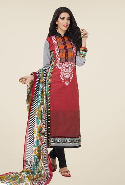 Salwar Studio Maroon & Black Floral Print Dress Material Salwar Studio Maroon & Black Floral Print Dress Material