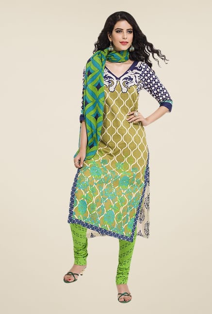Salwar Studio Green & Blue Floral Print Dress Material Salwar Studio Green & Blue Floral Print Dress Material