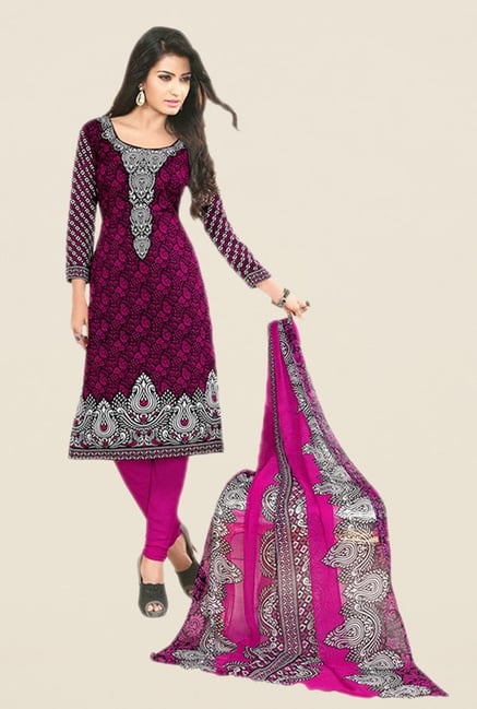 Salwar Studio Magenta Printed Dress Material Salwar Studio Magenta Printed Dress Material