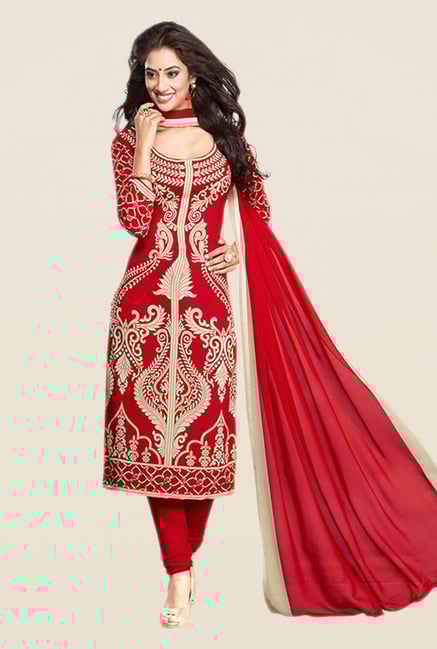 Salwar Studio Red Printed Dress Material Salwar Studio Red Printed Dress Material