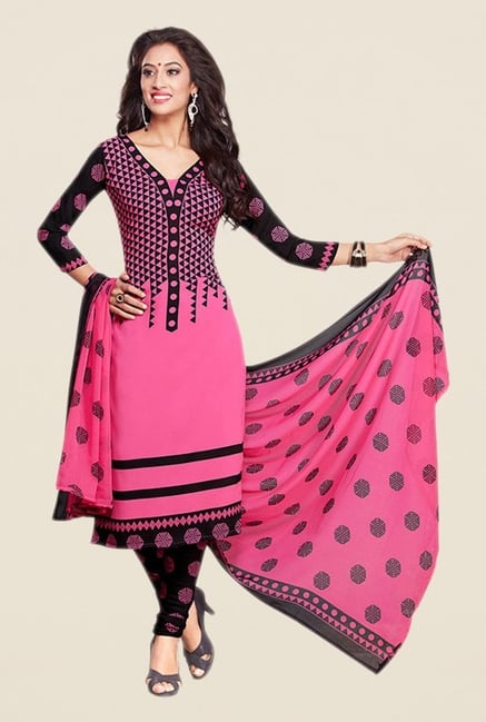 Salwar Studio Pink & Black Printed Dress Material Salwar Studio Pink & Black Printed Dress Material