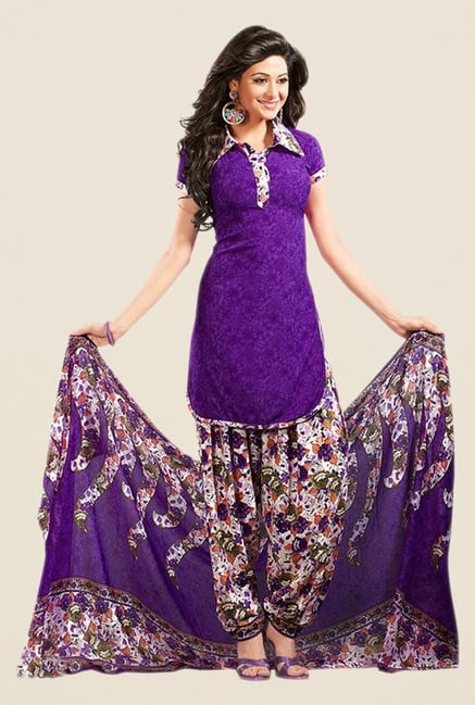 Salwar Studio Purple Floral Print Dress Material Salwar Studio Purple Floral Print Dress Material