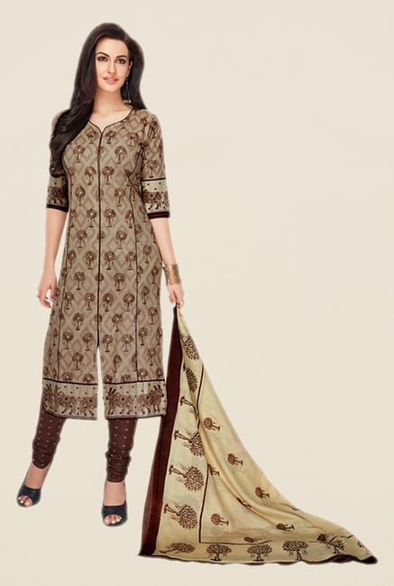 Salwar Studio Brown Printed Dress Material Salwar Studio Brown Printed Dress Material
