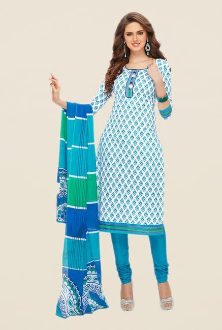 Salwar Studio Aqua Floral Print Dress Material Salwar Studio Aqua Floral Print Dress Material