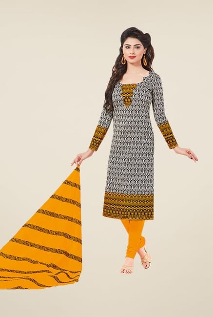 Salwar Studio Black & Orange Printed Dress Material Salwar Studio Black & Orange Printed Dress Material