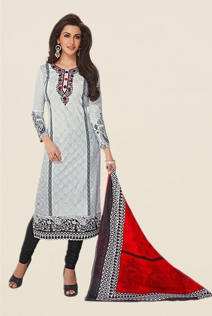 Salwar Studio Grey & Black Printed Dress Material Salwar Studio Grey & Black Printed Dress Material