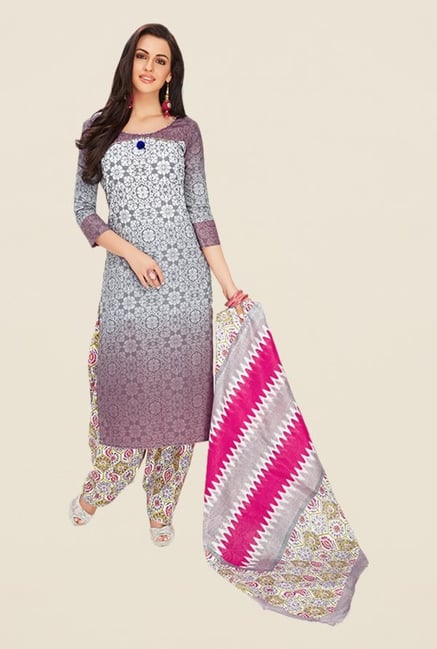 Salwar Studio Grey Printed Dress Material Salwar Studio Grey Printed Dress Material