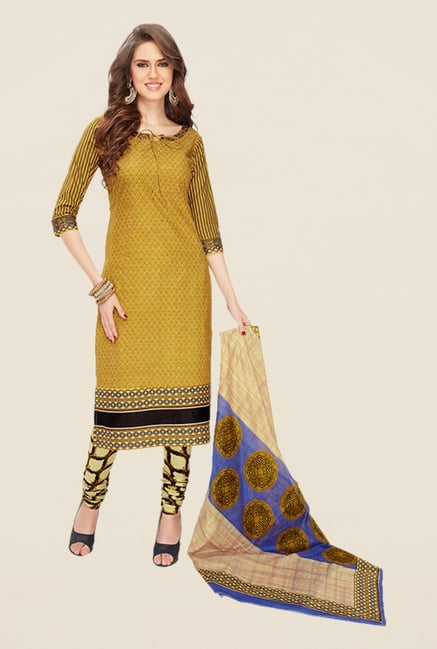 Salwar Studio Mustard Printed Dress Material Salwar Studio Mustard Printed Dress Material
