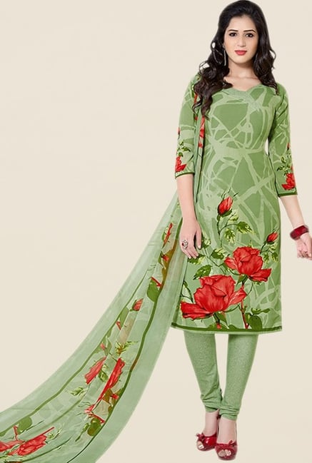 Salwar Studio Green Floral Print Dress Material Salwar Studio Green Floral Print Dress Material