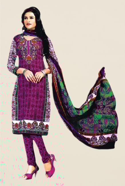 Salwar Studio Purple Floral Print Dress Material Salwar Studio Purple Floral Print Dress Material
